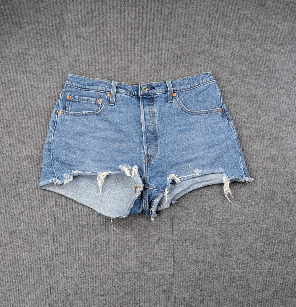 Levis 501 Shorts Womens 32 Button Fly Cotton Cut Off Raw Hem Mini Festival 90s